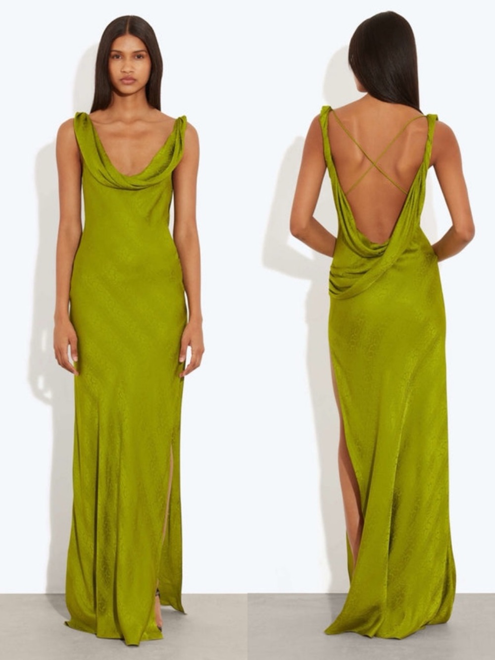 NEW NWT Rat & Boa Navarra 100% Silk Maxi Dress In Lime Green